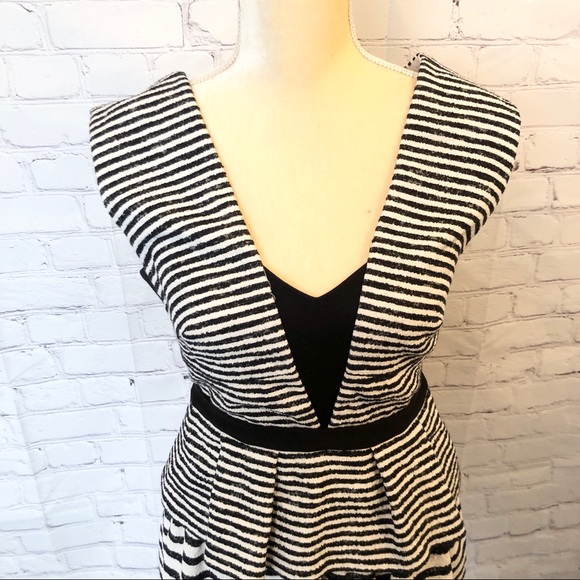 BCBG black & white Piper striped peplum dress - Picture 3 of 8